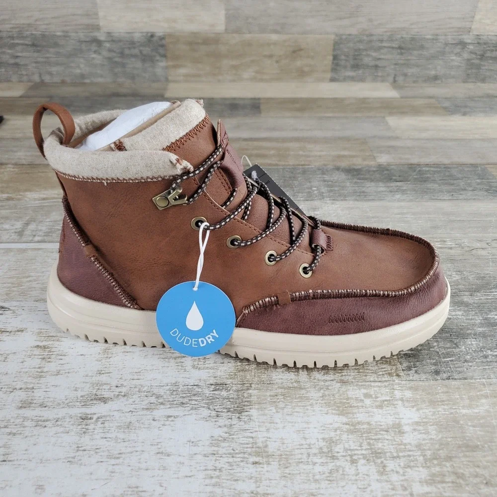 Hey Dude Bradley Classic Tumbled Mens Ankle High Boot Sz 9 Cognac Multi Lace-Up